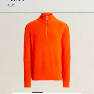 Brand New RLX Ralph Lauren Orange Quarter Zip Sweater Pullover Men Medium